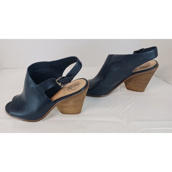 Vince Camuto Women's Shoes 8.5 M Blue Leather Adjustable Sling Back Peep Toe GUC - Picture 1 of 16